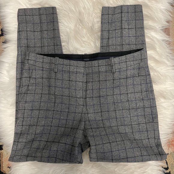 Theory Treeca Windowpane Plaid Wool Trousers - Picture 3 of 9